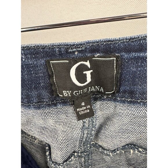 Women’s G by Giuliana Size 4 Dark Blue Distressed Cuffed Jeans - Picture 6 of 6